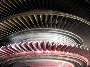 Close up image of a gas turbine